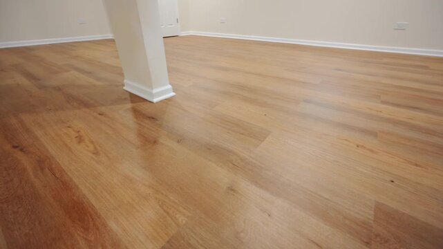 Element of the modern home Interior, new wooden floor. Close up move camera shot