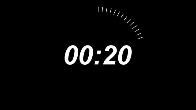 25 second countdown with circle animation, 25 to 0 animation countdown. 4K video