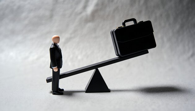 Businessman and Briefcase on Balance Scale Conceptual Image