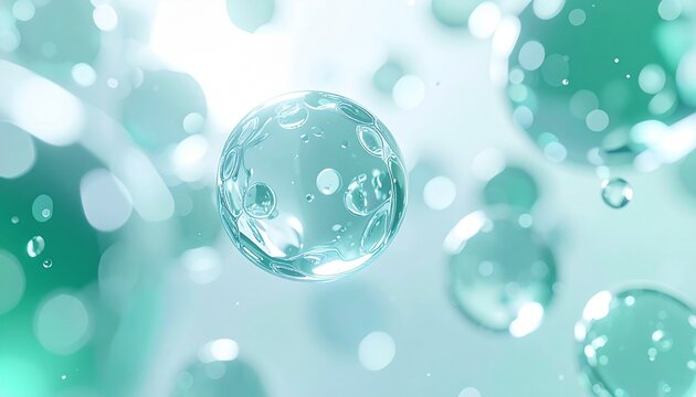 再生医療技術の未来を表現した透明細胞アーキテクチャ、先進生命科学をテーマにした研究背景 ジェネレーティブAI