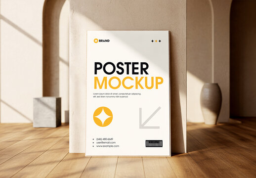 Poster Mockup of a Wood Frame