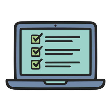 Laptop Screen with Completed Checklist and Checkmarks Illustration