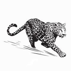 Powerful Running Leopard Vector Illustration On White Background © Imam