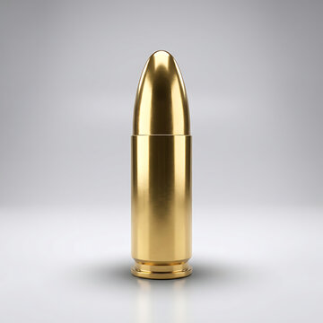 Shiny gold bullet on gray background illustration