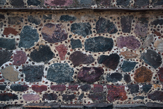 Stone and morter in wall of the aztec pyramid, Teotihuacan, Mexico