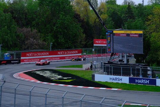 May 24, 2025, Montreal, Canada: FIA Formula 2 Safety Car leads field during race at Circuit Gilles Villeneuve. g.