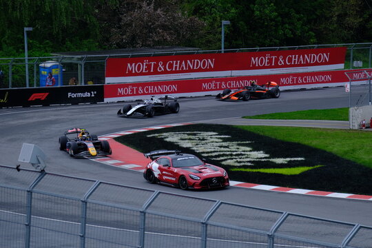 May 24, 2025, Montreal, Canada: FIA Formula 2 Safety Car leads field during race at Circuit Gilles Villeneuve. g.