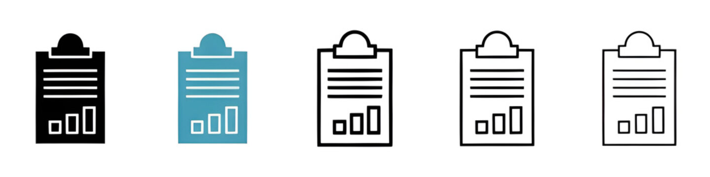 Summary line icon set. Brief symbol. Business survey icon for UI designs. Thin line customizable illustration. Contour symbol. Vector isolated outline drawing. Editable stroke