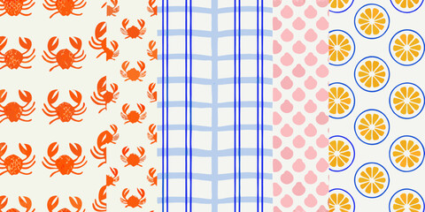 crab lemon pattern colorful vector summer marine © Bijon
