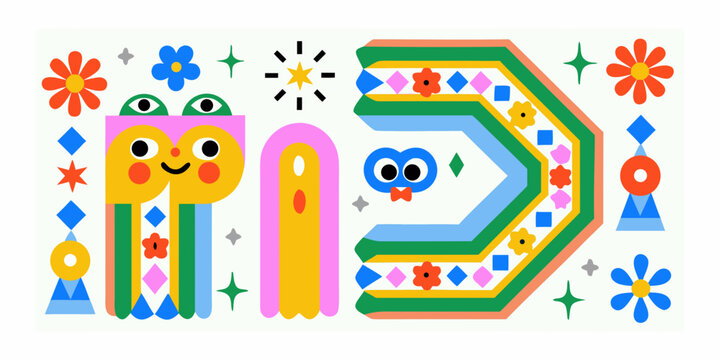 whimsical doodle art with playful characters illustration