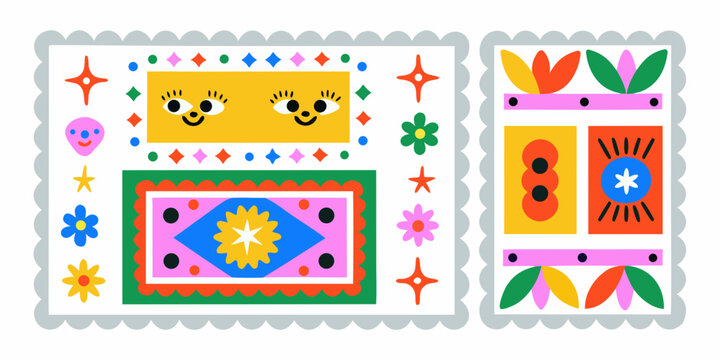 whimsical doodle art with colorful characters illustration
