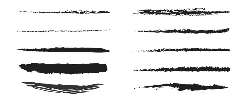 Set of vector paint brush Paintbrush Grunge design elements, Hand drawn Grunge texture, Horizontal, Lines, vector illustrator. Bold paint brush lines,