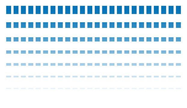 Rows of blue gradient rectangles on white background varying in size and shade creating a pattern