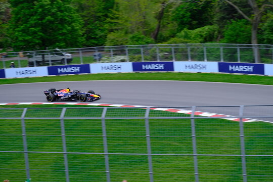 May 24, 2025, Montreal, Canada: Red Bull Racing Formula 1 car during by Hadjar or Verstappen, demonstration run at Circuit Gilles Villeneuve. g.