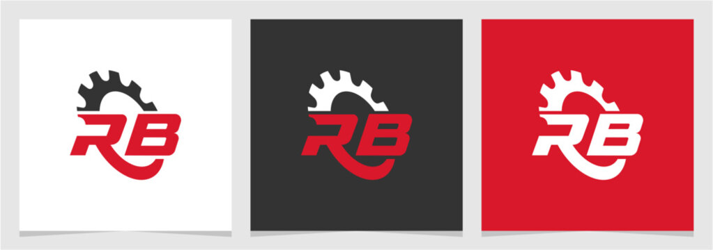 RB Letter Modern Gear Automotive Logo Vector , Initial Logo Element