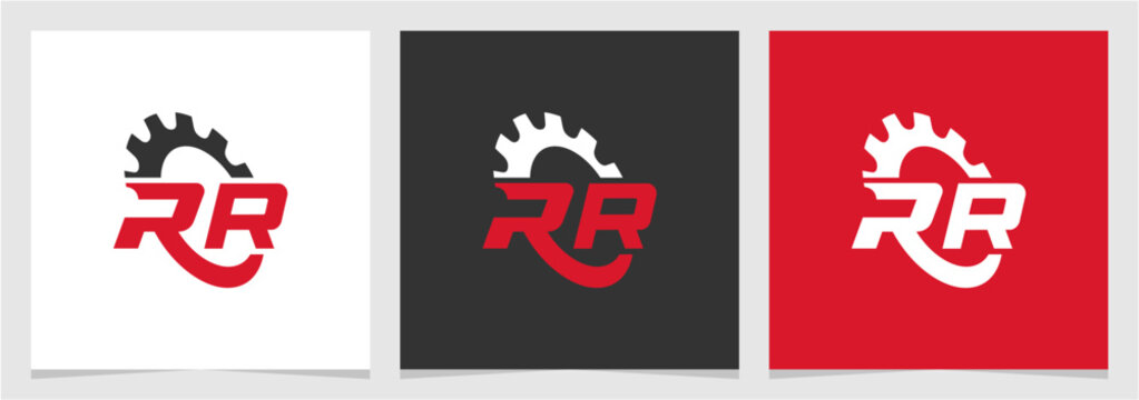 RR Letter Modern Gear Automotive Logo Vector , Initial Logo Element