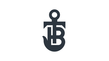 Black Anchor Letter B Logo Symbol. © Bambang
