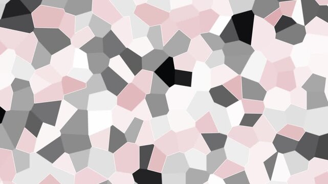 Geometric Mosaic Pattern: An abstract mosaic of irregular polygons in shades of pink, gray, and black creates a visually captivating and modern design.
