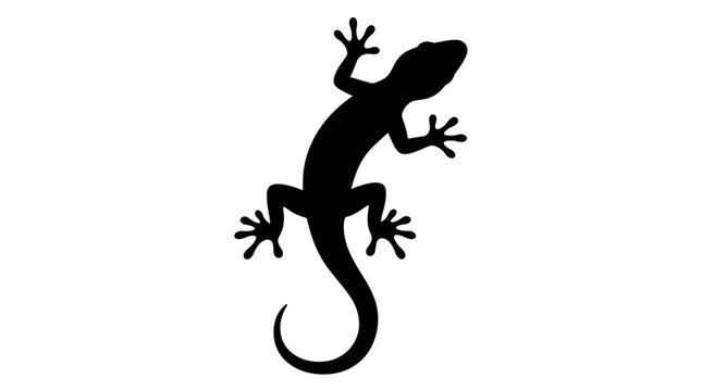 Black lizard silhouette, reptile icon, animal shape, vector graphic