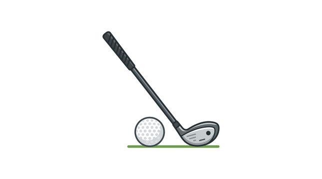 Golf Club and Ball on Ground.