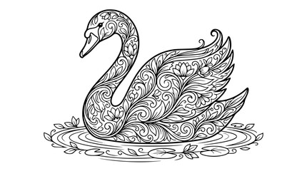 Fototapeta premium Intricate Swan Coloring Page for Adults with Elegant Floral Patterns and Paisleys