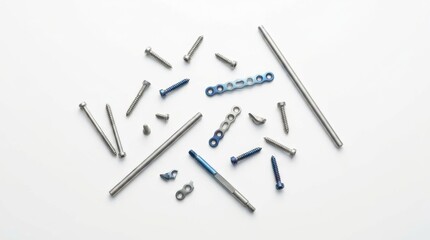 Naklejka premium Organized display of surgical metal implants and fixation devices