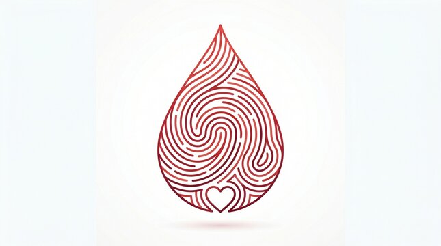 Symbolic fingerprint blood drop design for World Blood Donor Day, highlighting the unique impact of every donation on global health and life preservation