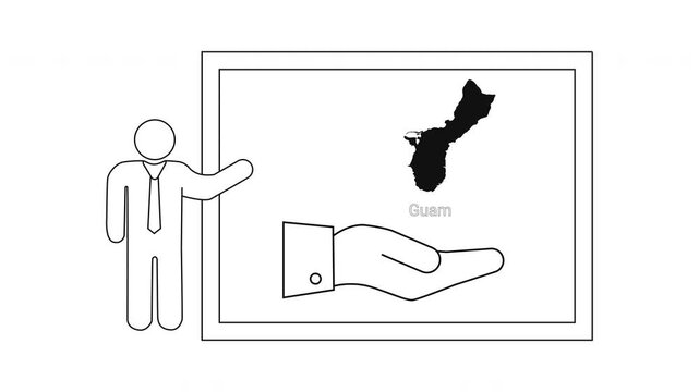 Presentation of Guam Map and Helping Hand Icon.