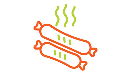 Fototapeta premium Simple graphic illustration of two hot dogs with steam rising from them, representing food