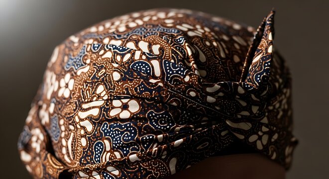 Blangkon javanese traditional headgear with batik pattern