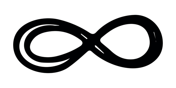Hand drawn infinity sign Eternal limitless unlimited infinite forever symbol Cycle endless life concept doodle For design print logo tattoo