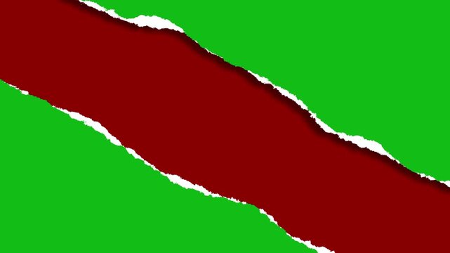 Torn paper transition fast large diagonal tear green screen