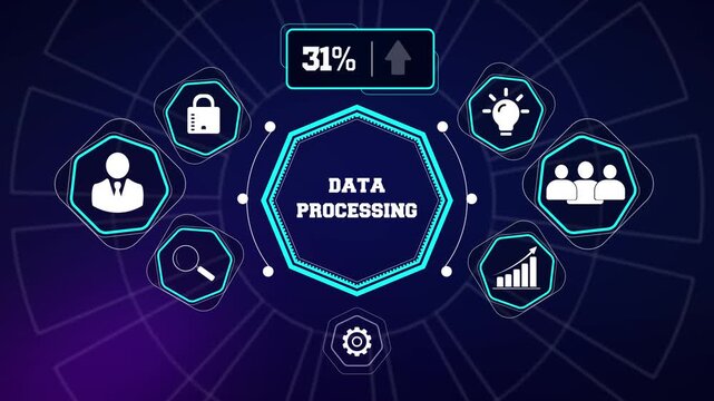 Data processing cloud tracking dashboard designed for creating global database metrics reports company profile intros and promotional loops