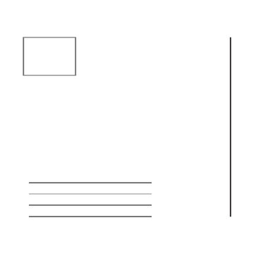 blank postcard template with place for stamp. white paper texture. airmail postcard. no border
