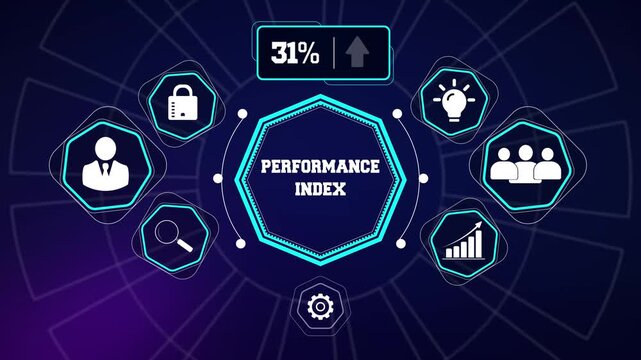 Performance index systematic evaluation layout perfect for creating business scalability presentations company history videos and promos