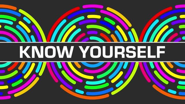 Know Yourself Colorful Rings Circular Dark Background Vivid Colors Contrast Rotating 
