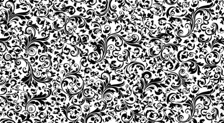 Elegant and intricate vintage black and white floral scrollwork vector illustration pattern for backgrounds and creative designs © DOLARRIZ JHON