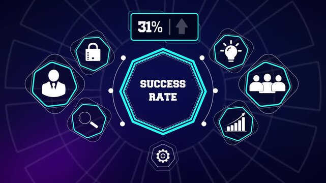 Success rate benchmarking layout ideal for commercial conversion analytics corporate project pitch decks and professional training promos