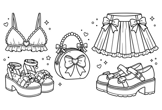 Coquette Fashion Icons &ndash; Bralette, Pleated Skirt, Platform Shoes & Bow Bag
