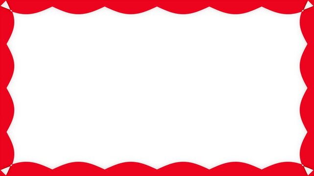 Red wavy scalloped frame border on white background for video editing