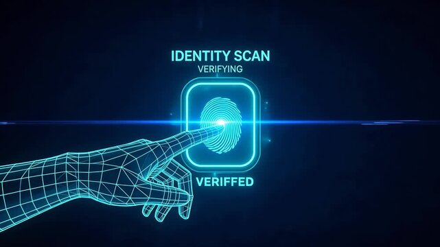 Futuristic identity scan with fingerprint