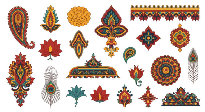 Colorful Indian Paisley Floral Patterns.