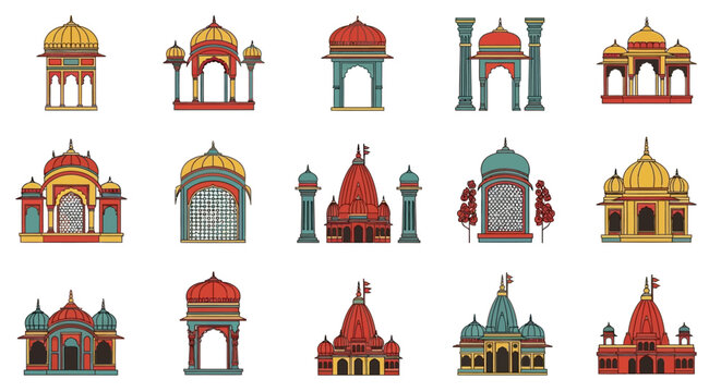 Colorful Indian Temple Architecture Designs.