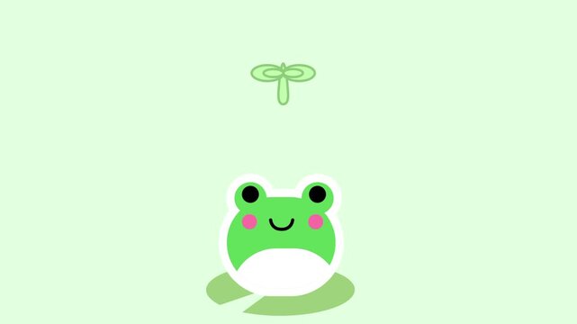 A cute green cartoon frog icon sitting on a surface with a green pastel background, depicted in a simple flat design style