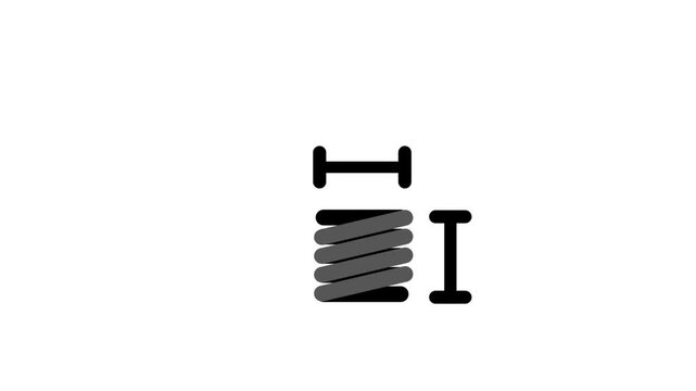 A coil spring mechanical component with measurement or size indicator arrows on the side, showing technical specifications for engineering use