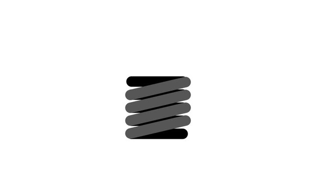 A coil spring mechanical component shown in black silhouette, representing automotive suspension parts, elastic mechanical engineering elements
