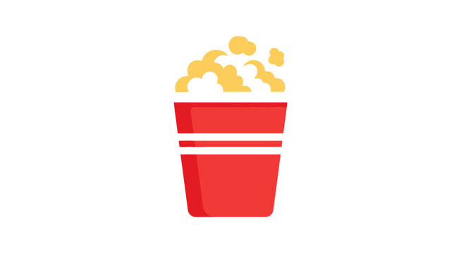 A flat vector illustration of a red bucket filled with fresh yellow popcorn kernels