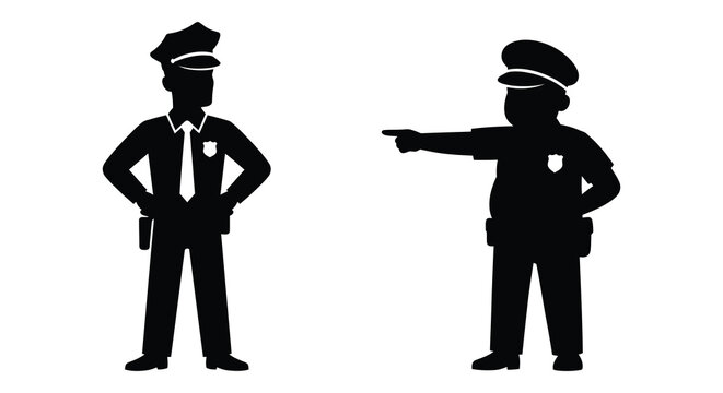 two police officers in uniform silhouette officer black white authority law enforcement security crime prevention public