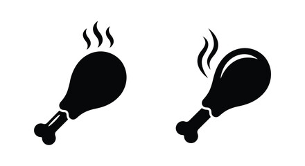 chicken drumsticks silhouette on white background food icon graphic simple black animal protein meat poultry appetizer © Gahima
