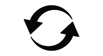 two arrows forming a circle silhouette loop rotation refresh reload symbol icon sign black white background © Gahima
